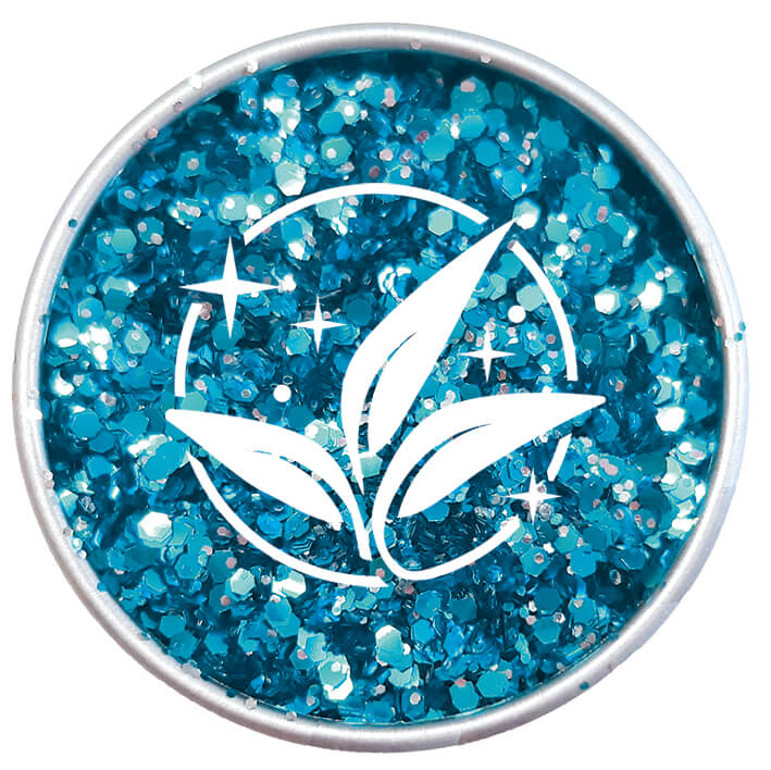Beau Blue Glitter and logo