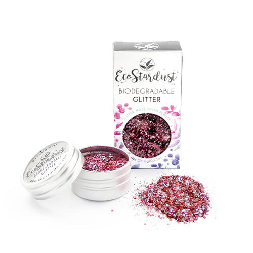 EcoStardust Bioglitter Silver Pink Box, Spill and Tin